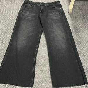 AG Saige Wide Leg Crop High Rise Fit Black Jean